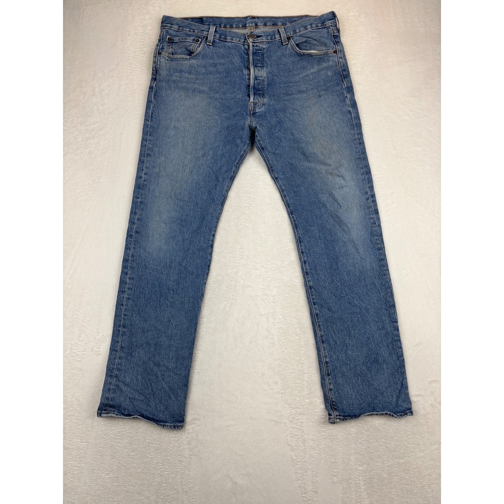 Levis 501 36x32 Mens Jean's Medium Blue Wash Light Work Waist Fade Vintage Look